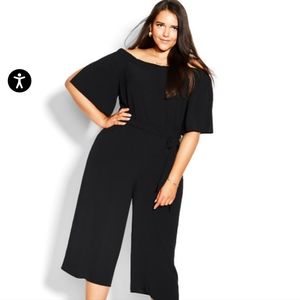 City Chic Black Off the Shoulder Jumpsuit Sz M (18)